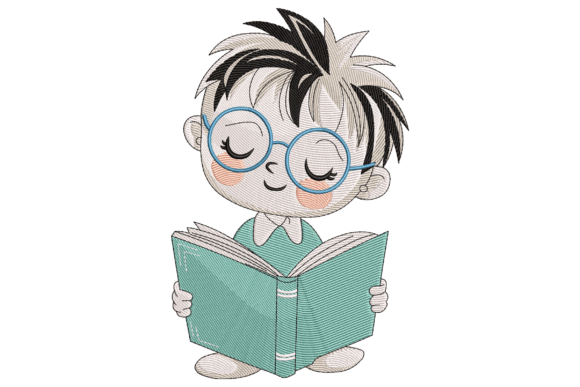 A Review of the Boy Reading Book Embroidery Design for Craft Fair Sales