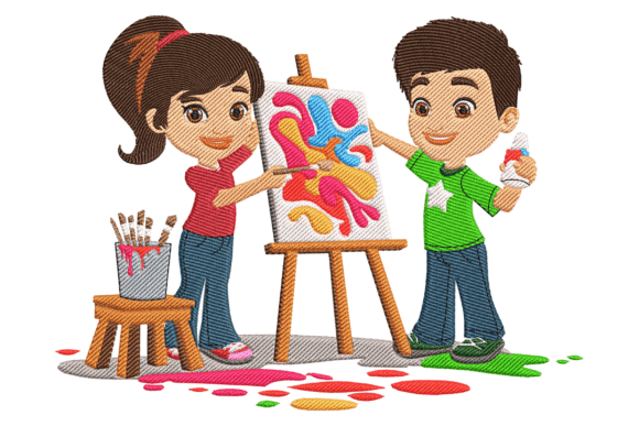 A Review of the Kids with Art Supplies Embroidery Design for Gifts