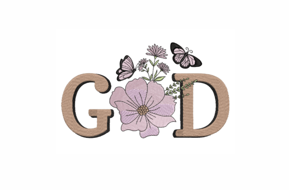 An Embroidery Designer Reviews God with Flowers and Butterfly