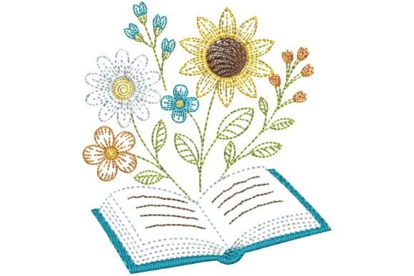 Book and Flowers: A Sketch-Style Embroidery Review for Boutique Apparel