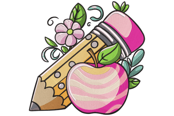 Evaluating the Pencil and Apple Embroidery Design for Your Shop