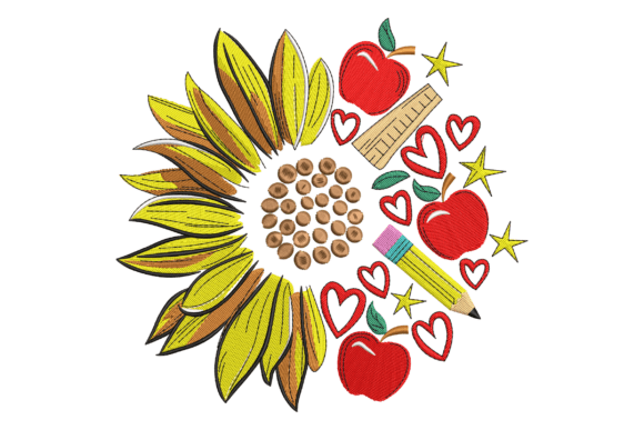Sunflower Teacher Embroidery: A Warm and Versatile Gift Design